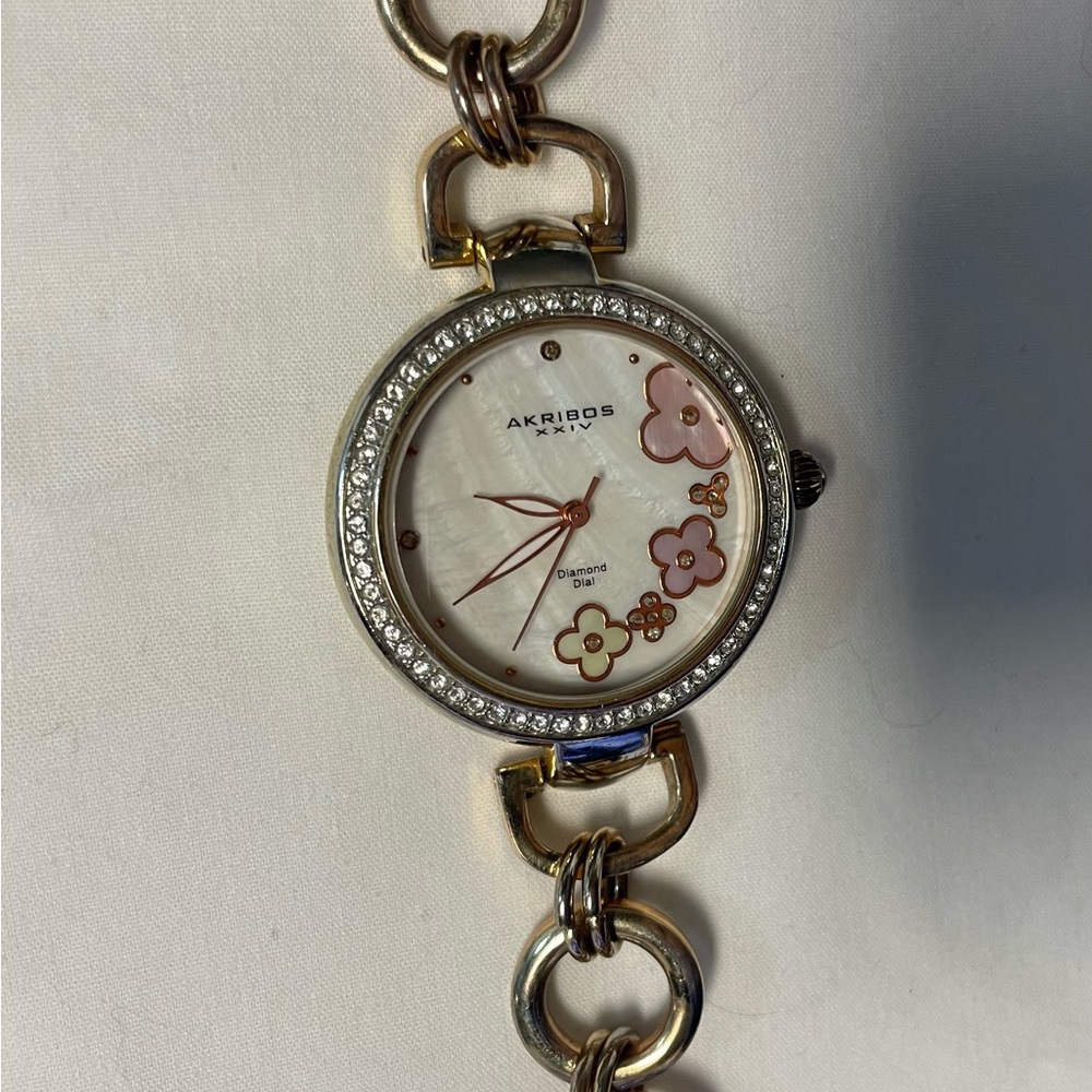 Rose Gold Women's Akribos XXIV Crystal Dial Watch - Picture 2 of 4